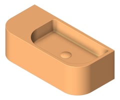 3D Shaded Image of Basin WallHung Fienza Blanca Concrete Right