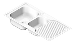 3D Shaded Image of Sink Kitchen Fienza Tiva OneAndHalfBowl Left