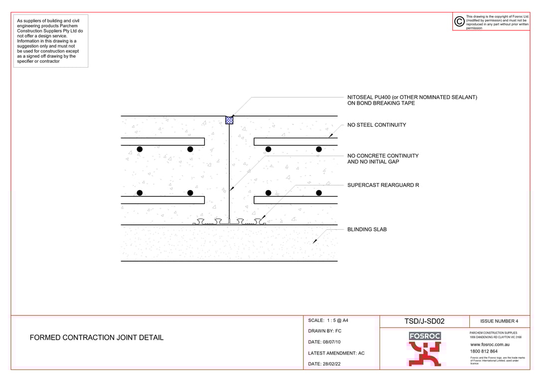 Navigate to TSD-J-SD02 - FORMED CONTRACTION JOINT DETAIL