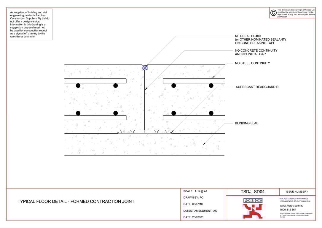 Navigate to TSD-J-SD04 - TYPICAL FLOOR DETAIL - FORMED CONTRACTION JOINT