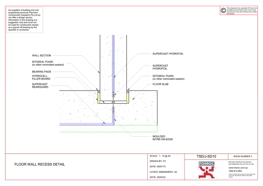 Navigate to TSD-J-SD10 - FLOOR WALL RECESS DETAIL