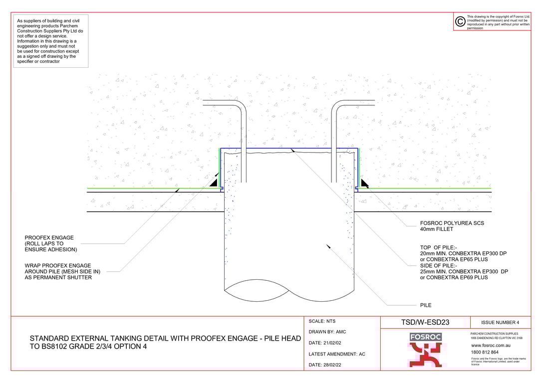  Image of TSD-W-ESD23 - STANDARD EXTERNAL TANKING DETAIL WITH PROOFEX ENGAGE - PILE HEAD TO BS8102 GRADE 2-3-4 OPTION 4
