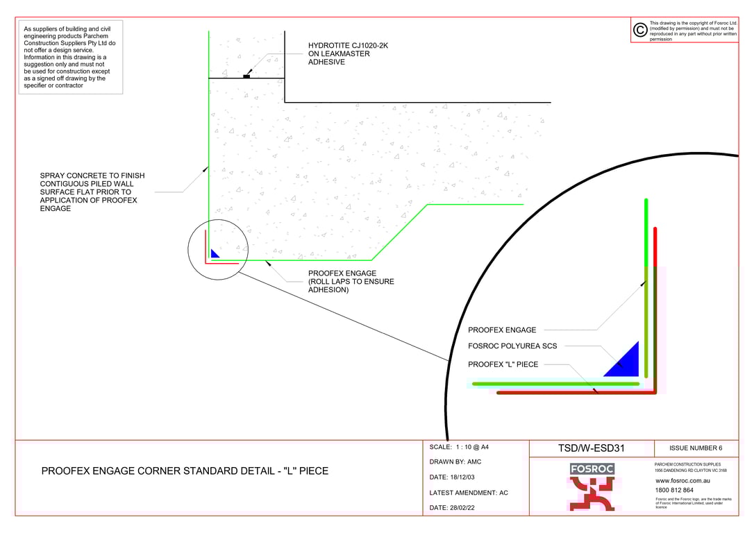 Navigate to TSD-W-ESD31 - PROOFEX ENGAGE CORNER STANDARD DETAIL - 'L' PIECE