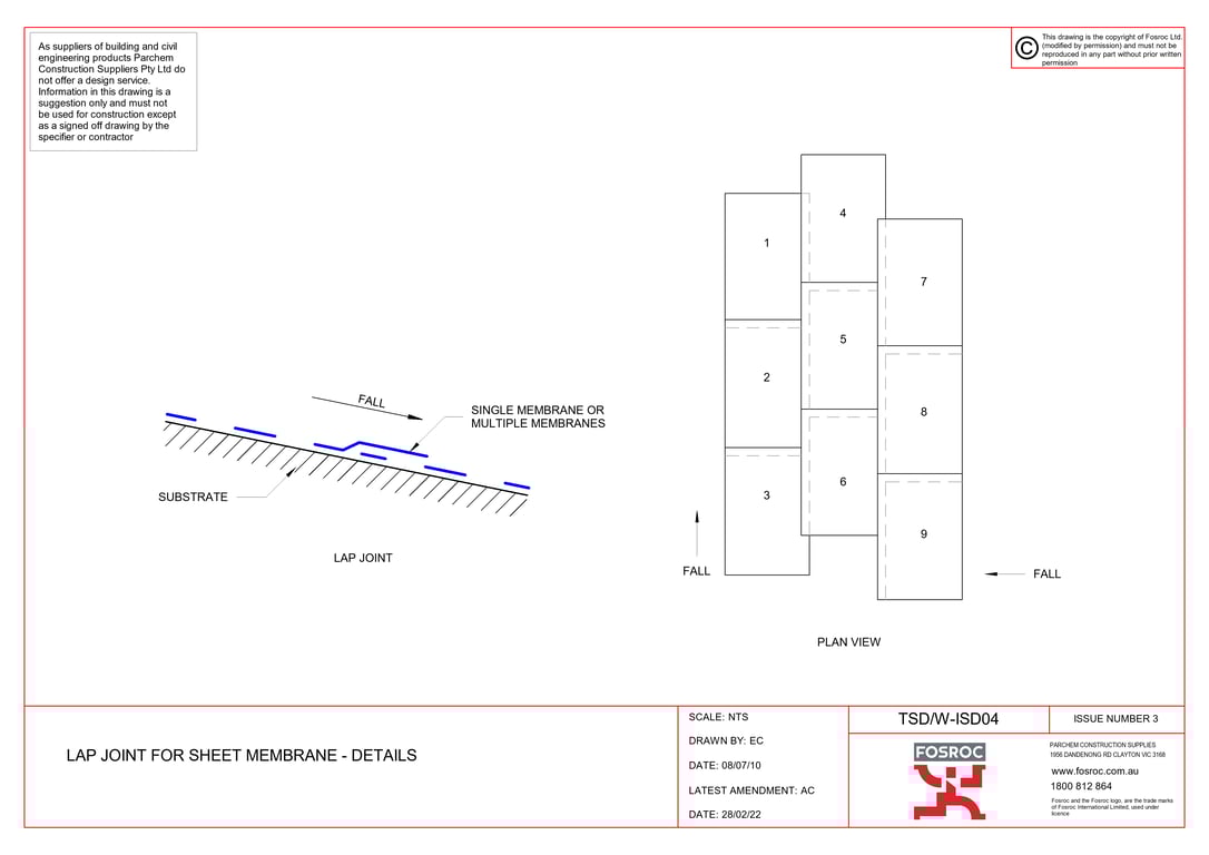 Navigate to TSD-W-ISD04 - LAP JOINT FOR SHEET MEMBRANE - DETAILS