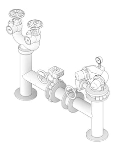 3D Documentation Image of DualBooster Hydrant Galvin Pipeset 100mmPipe WAandNT