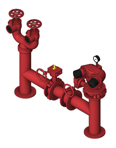 3D Shaded Image of DualBooster Hydrant Galvin Pipeset 100mmPipe WAandNT