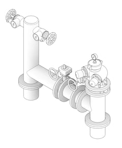 3D Documentation Image of DualBooster Hydrant Galvin Pipeset 150mm WAandNT