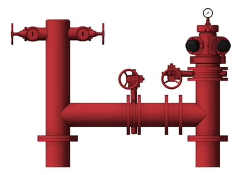 Front Image of DualBooster Hydrant Galvin Pipeset 150mm WAandNT