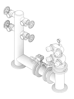 3D Documentation Image of QuadBooster Hydrant Galvin Pipeset 150mmPipe WAandNT