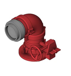 3D Shaded Image of SuctionRiser FireHydrant Galvin 150mmPipe 125Storz