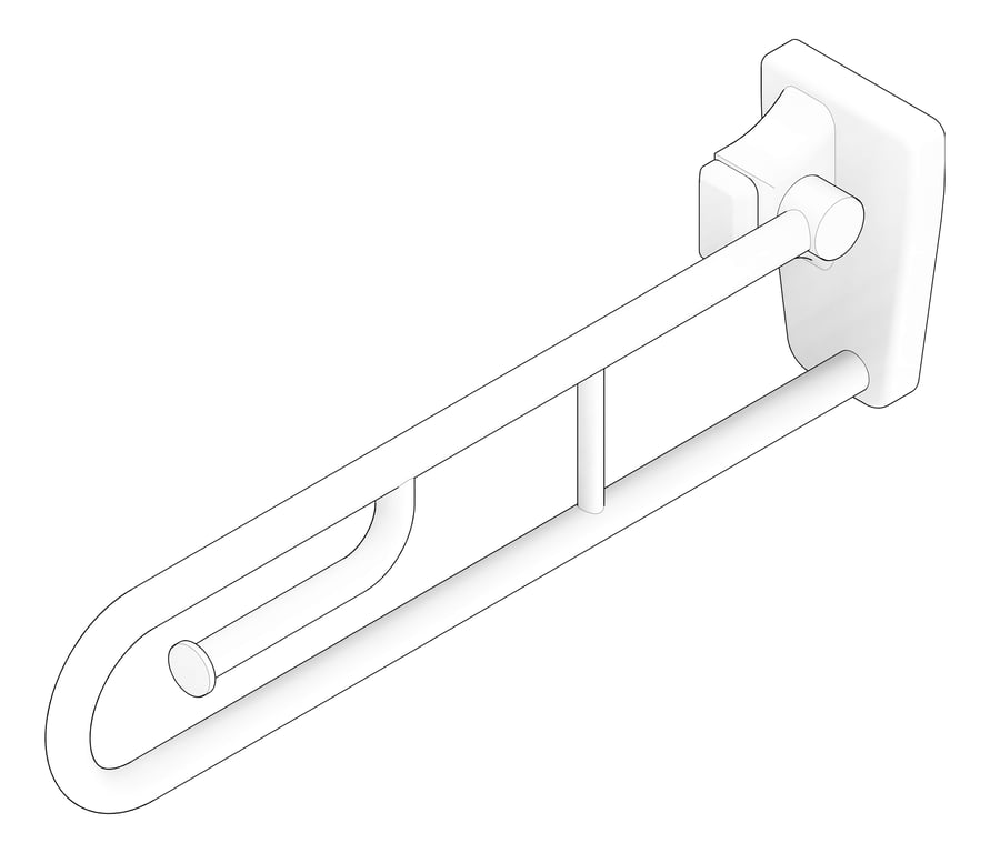3D Documentation Image of GrabRail Wall GalvinEngineering GalvinAssist FoldDown ToiletRollHolder Left