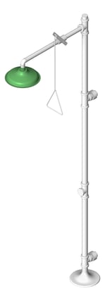 3D Shaded Image of Shower SafetyWashStation GalvinEngineering GalvinSafeAxion PullRod FreeStanding