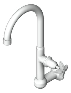 3D Shaded Image of Mixer Wall GalvinEngineering GalvinLab Laboratory LeadSafe Fixed LeverHandle