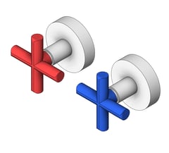3D Shaded Image of Tap Wall Galvin GalvinAssist LeadSafe Cross ThreeFourthTurn