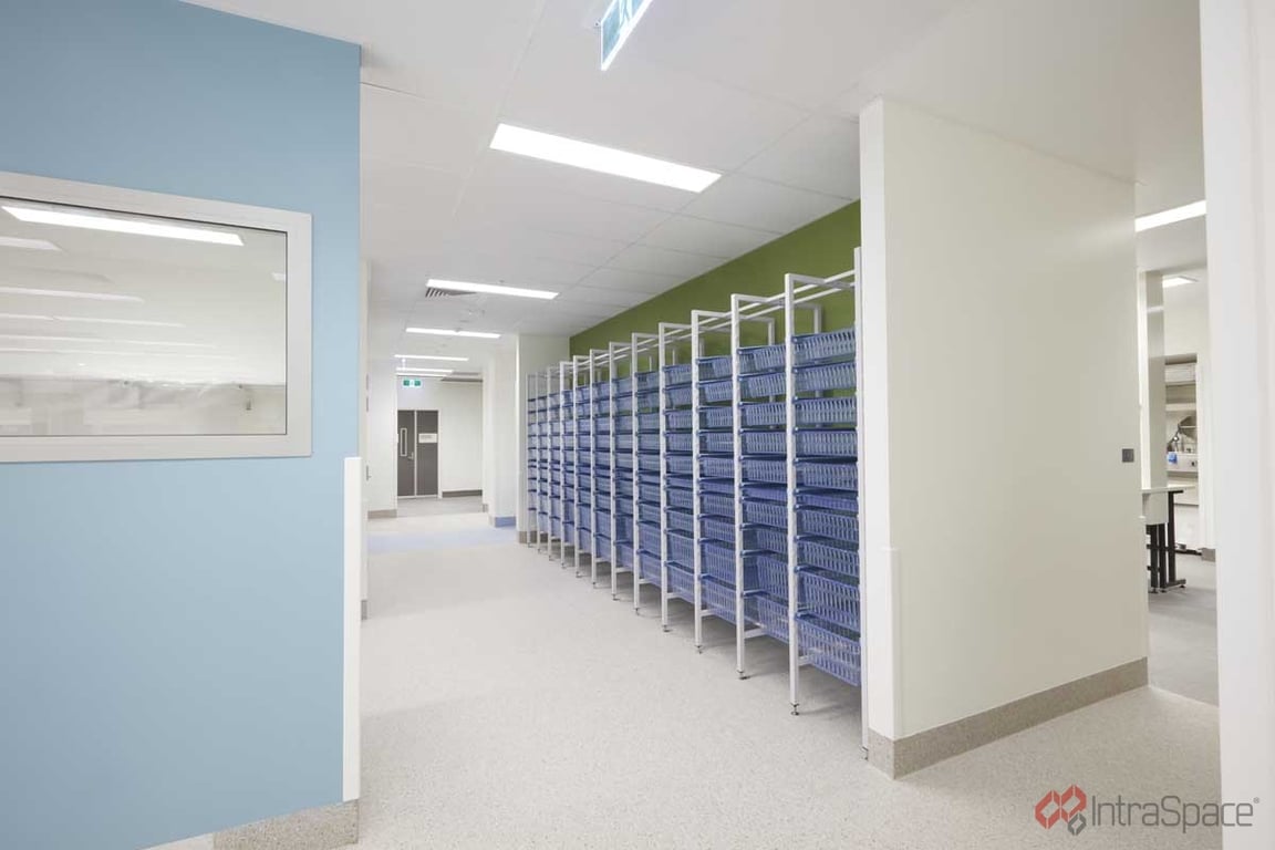 IntraSpace-Royal-Adelaide-Hospital-12.jpg Image of Shelving ModularRack IntraSpace IntraMed Baskets 2Large 7Small