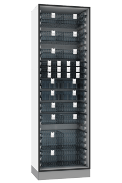 Tower_Cab_INTM-4-600-1.png Image of Cabinet Freestanding IntraSpace IntraMed Baskets 2Large 5Small 4Clear
