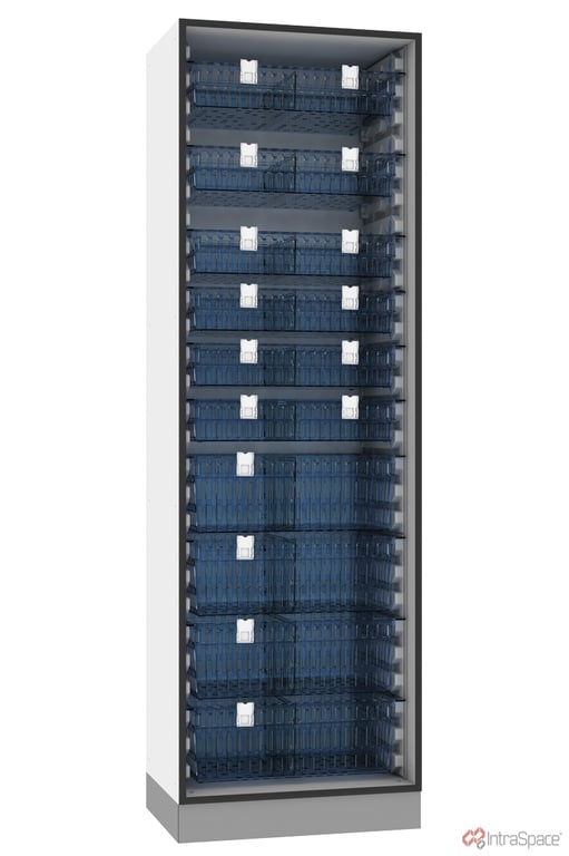 Tower_Cab_INTM-4-600-2-1.jpg Image of Cabinet Freestanding IntraSpace IntraMed Baskets 2Large 5Small 4Clear