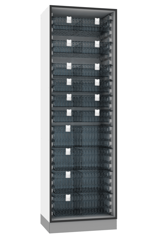 Tower_Cab_INTM-4-600-2.png Image of Cabinet Freestanding IntraSpace IntraMed Baskets 4Large 6Small