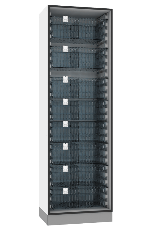 Tower_Cab_INTM-4-600-3.png Image of Cabinet Freestanding IntraSpace IntraMed Baskets 4Large 6Small