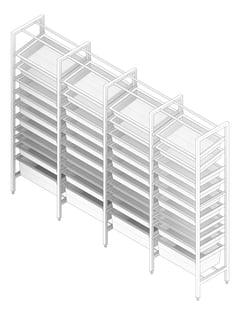 3D Documentation Image of ShelvingArray ModularRack IntraSpace IntraMed Baskets 1Large 7Small 2Clear