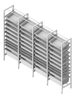 3D Shaded Image of ShelvingArray ModularRack IntraSpace IntraMed Baskets 1Large 7Small 2Clear