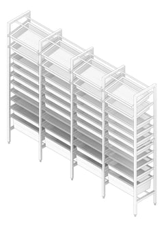 3D Documentation Image of ShelvingArray ModularRack IntraSpace IntraMed Baskets 1Large 7Small 2Clear EpoxyFrame