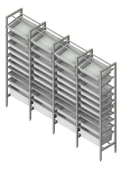 3D Shaded Image of ShelvingArray ModularRack IntraSpace IntraMed Baskets 1Large 7Small 2Clear EpoxyFrame
