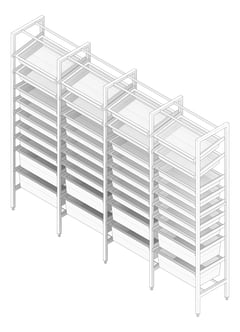 3D Documentation Image of ShelvingArray ModularRack IntraSpace IntraMed Baskets 2Large 7Small EpoxyFrame