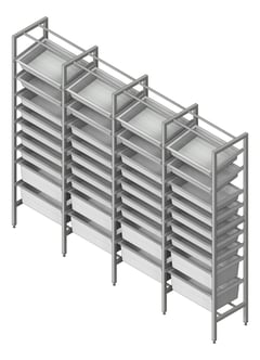 3D Shaded Image of ShelvingArray ModularRack IntraSpace IntraMed Baskets 2Large 7Small EpoxyFrame