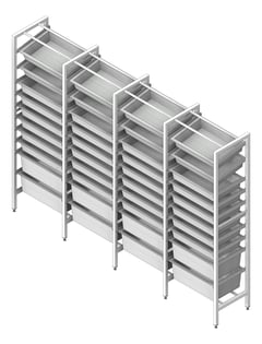 3D Shaded Image of ShelvingArray ModularRack IntraSpace IntraMed Baskets 2Large 8Small