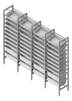 3D Shaded Image of ShelvingArray ModularRack IntraSpace IntraMed Baskets 2Large 8Small EpoxyFrame