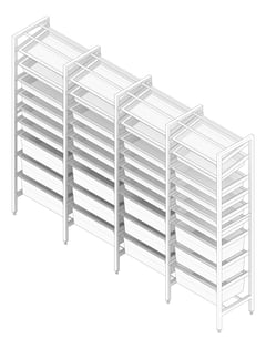 3D Documentation Image of ShelvingArray ModularRack IntraSpace IntraMed Baskets 3Large 5Small 1Clear