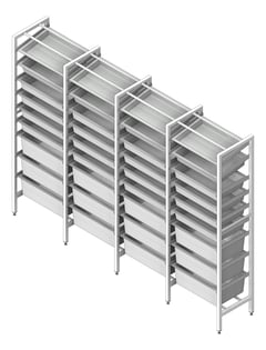 3D Shaded Image of ShelvingArray ModularRack IntraSpace IntraMed Baskets 3Large 5Small 1Clear