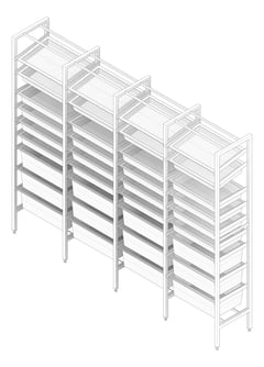 3D Documentation Image of ShelvingArray ModularRack IntraSpace IntraMed Baskets 3Large 5Small 1Clear EpoxyFrame