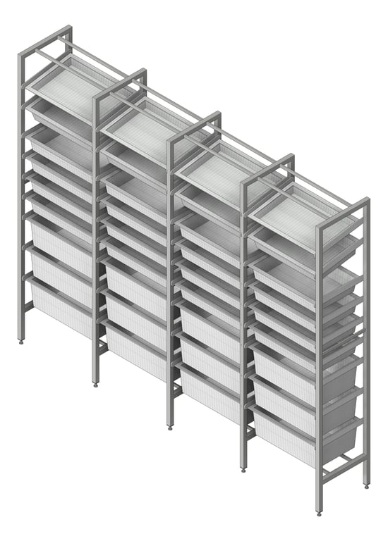 Navigate to ShelvingArray ModularRack IntraSpace IntraMed Baskets 3Large 5Small 1Clear EpoxyFrame