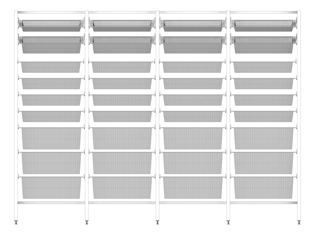 Front Image of ShelvingArray ModularRack IntraSpace IntraMed Baskets 3Large 5Small 1Clear
