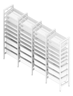 3D Documentation Image of ShelvingArray ModularRack IntraSpace IntraMed Baskets 3Large 6Small