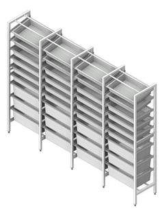 3D Shaded Image of ShelvingArray ModularRack IntraSpace IntraMed Baskets 3Large 6Small