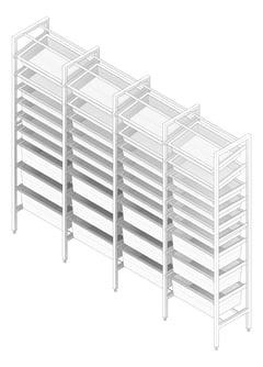3D Documentation Image of ShelvingArray ModularRack IntraSpace IntraMed Baskets 3Large 6Small EpoxyFrame