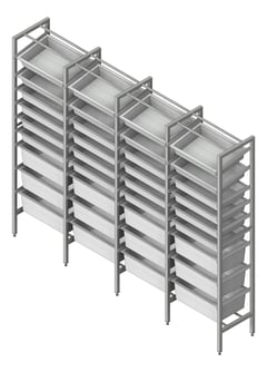 3D Shaded Image of ShelvingArray ModularRack IntraSpace IntraMed Baskets 3Large 6Small EpoxyFrame