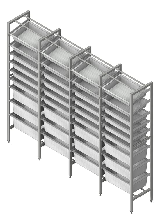 Navigate to ShelvingArray ModularRack IntraSpace IntraMed Baskets 3Large 6Small EpoxyFrame