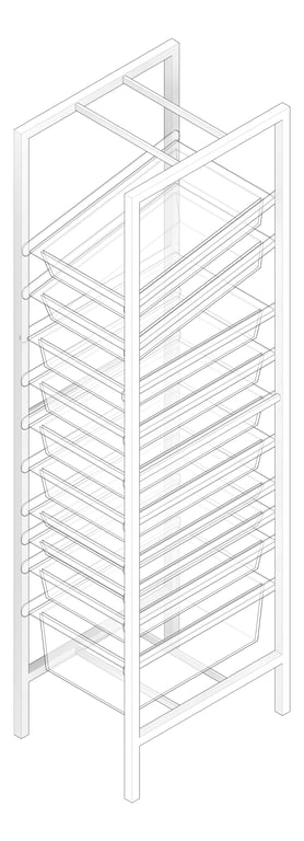 3D Documentation Image of Shelving ModularRack IntraSpace IntraMed Baskets 1Large 7Small 2Clear