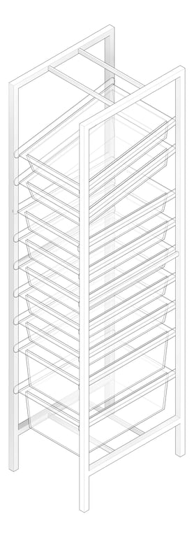 3D Documentation Image of Shelving ModularRack IntraSpace IntraMed Baskets 2Large 7Small