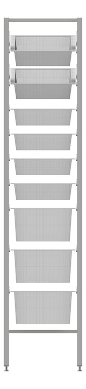 Front Image of Shelving ModularRack IntraSpace IntraMed Baskets 3Large 6Small EpoxyFrame