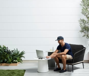 Stria Cladding 325mm White Vignette Home Office Man James Hardie.jpg Image of James Hardie - External Cladding - Stria Cladding