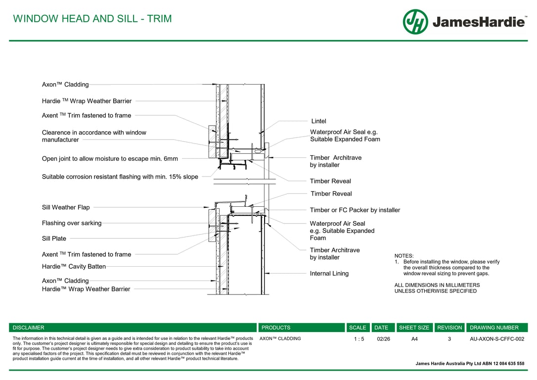 AU-AXON-S-CFFC-002 - WINDOW HEAD AND SILL - TRIM