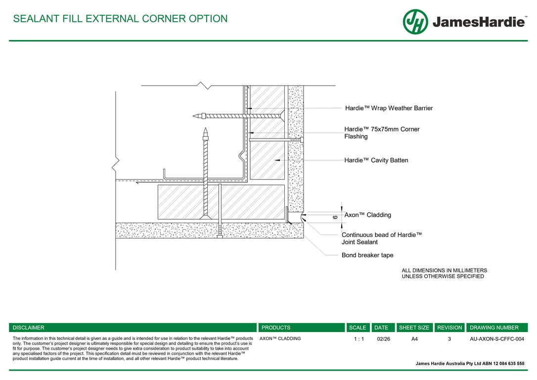 AU-AXON-S-CFFC-004 - SEALANT FILL EXTERNAL CORNER OPTION