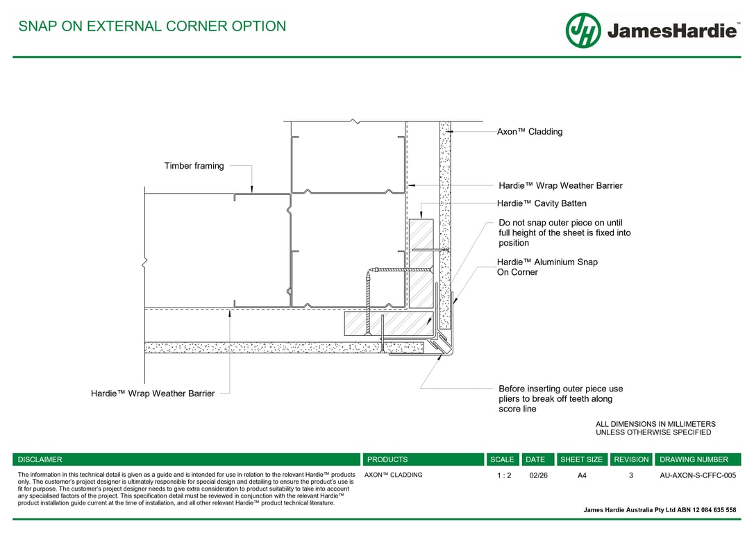 AU-AXON-S-CFFC-005 - SNAP ON EXTERNAL CORNER OPTION