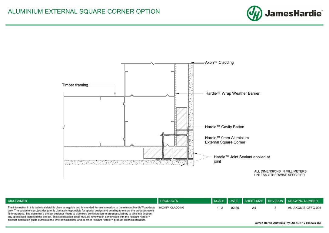 Navigate to AU-AXON-S-CFFC-006 - ALUMINIUM EXTERNAL SQUARE CORNER OPTION