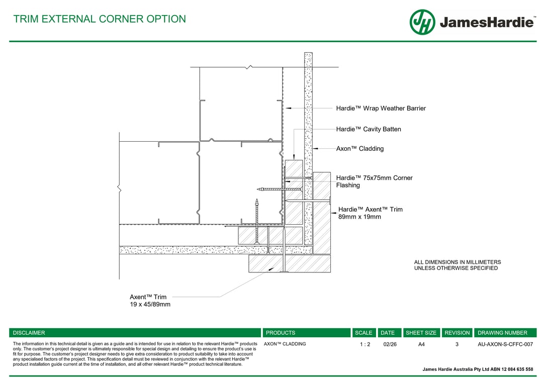 Navigate to AU-AXON-S-CFFC-007 - TRIM EXTERNAL CORNER OPTION